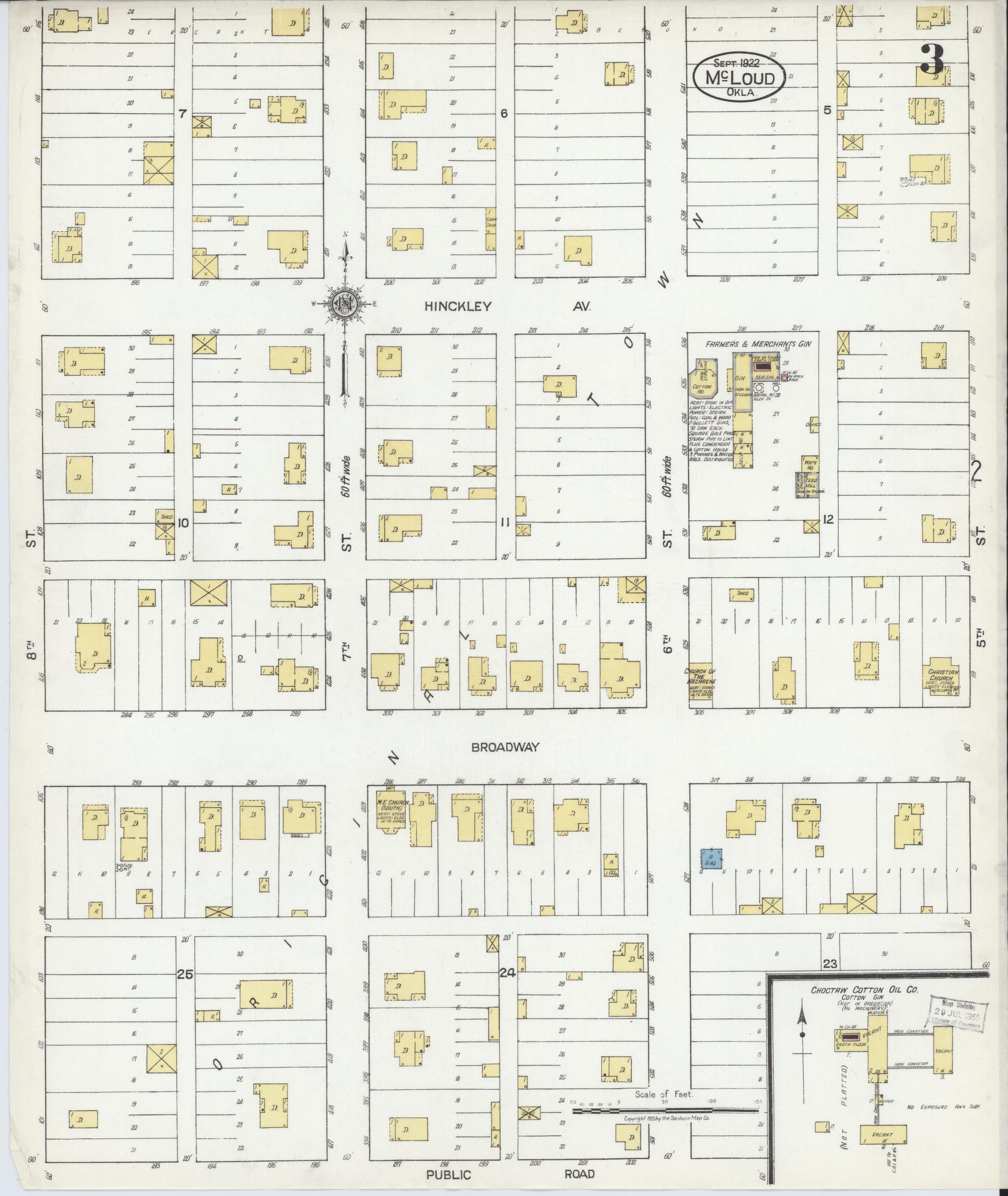 Sanborn Fire Insurance Map from McLoud, Pottawatomie County, Oklahoma (1922), Sheet #0003 - Historic Sanborn Fire Insurance Map Print, vintage old map wall art, antique decor, genealogy gift, Oklahoma Oklahoma map