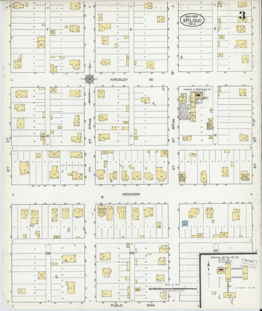 Sanborn Fire Insurance Map from McLoud, Pottawatomie County, Oklahoma (1922), Sheet #0003 - Historic Sanborn Fire Insurance Map Print, vintage old map wall art, antique decor, genealogy gift, Oklahoma Oklahoma map