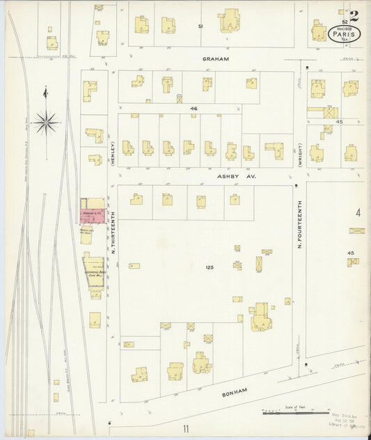 Sanborn Fire Insurance Map from Paris, Lamar County, Texas (1908), Sheet #0002 - Historic Sanborn Fire Insurance Map Print, vintage old map wall art, antique decor, genealogy gift, Texas Texas map
