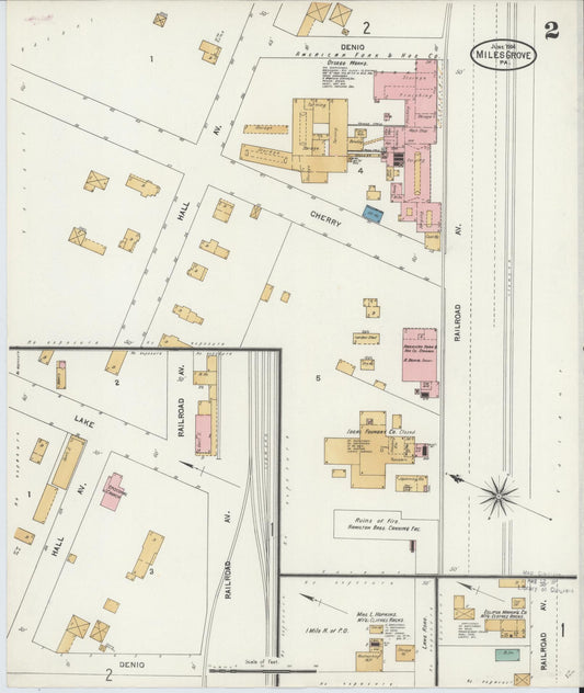 Sanborn Fire Insurance Map from Miles Grove, Erie County, Pennsylvania (1904), Sheet #0002 - Historic Sanborn Fire Insurance Map Print, vintage old map wall art, antique decor, genealogy gift, Pennsylvania Pennsylvania map