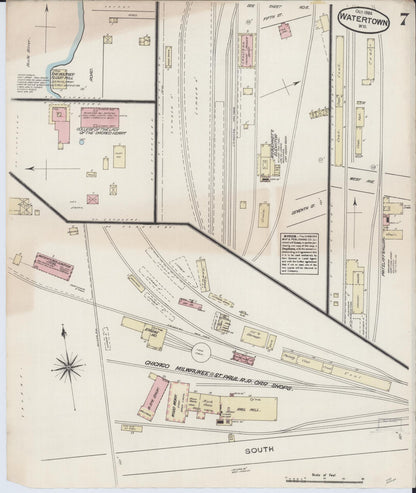 Sanborn Fire Insurance Map from Watertown, Jefferson County, Wisconsin (1884), Sheet #0007 - Complete Map Set gallery image, historic Sanborn map, vintage wall art, Wisconsin Wisconsin