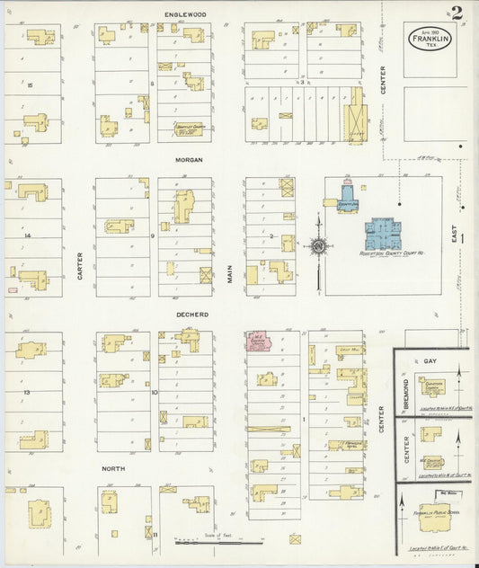 Sanborn Fire Insurance Map from Franklin, Robertson County, Texas (1910), Sheet #0002 - Historic Sanborn Fire Insurance Map Print, vintage old map wall art, antique decor, genealogy gift, Texas Texas map