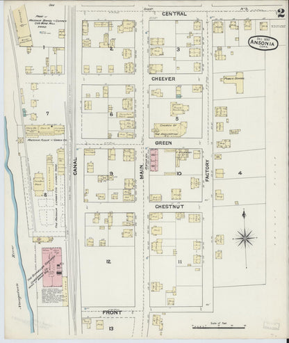 Sanborn Fire Insurance Map from Ansonia, New Haven County, Connecticut (1890), Sheet #0002 - Complete Map Set gallery image, historic Sanborn map, vintage wall art, Connecticut Connecticut