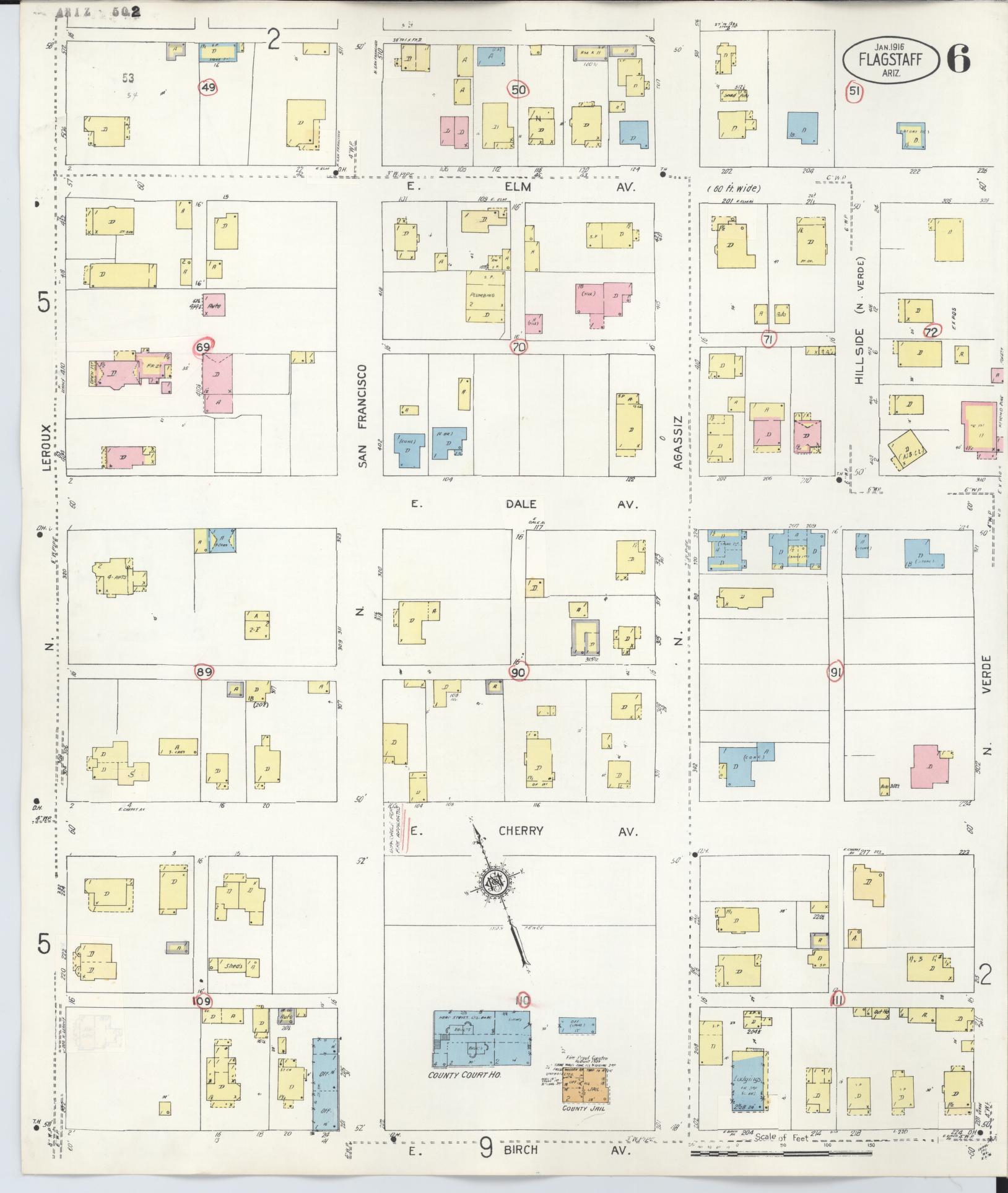 Sanborn Fire Insurance Map from Flagstaff, Coconino County, Arizona (1948), Sheet #0006 - Complete Map Set gallery image, historic Sanborn map, vintage wall art, Arizona Arizona