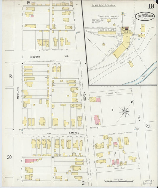 Sanborn Fire Insurance Map from Jeffersonville, Clark County, Indiana (1898), Sheet #0019 - Historic Sanborn Fire Insurance Map Print, vintage old map wall art, antique decor, genealogy gift, Indiana Indiana map