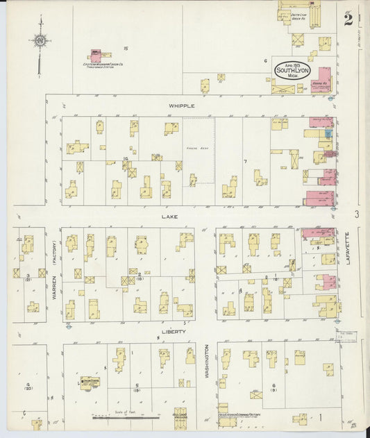 Sanborn Fire Insurance Map from South Lyon, Oakland County, Michigan (1913), Sheet #0002 - Historic Sanborn Fire Insurance Map Print, vintage old map wall art, antique decor, genealogy gift, Michigan Michigan map