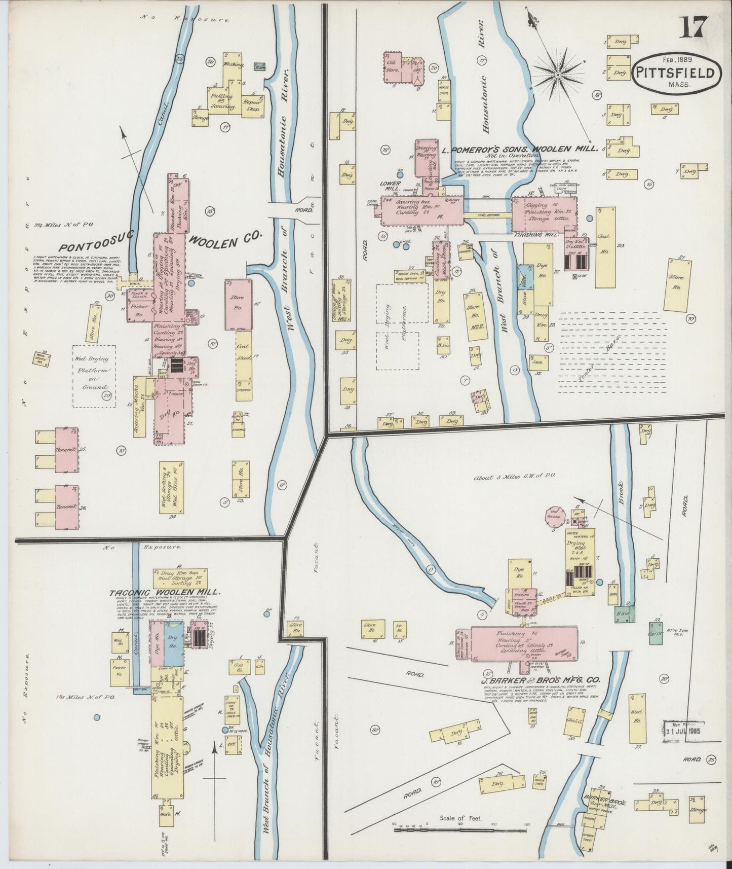 Sanborn Fire Insurance Map from Pittsfield, Berkshire County, Massachusetts (1889), Sheet #0017 - Complete Map Set gallery image, historic Sanborn map, vintage wall art, Massachusetts Massachusetts
