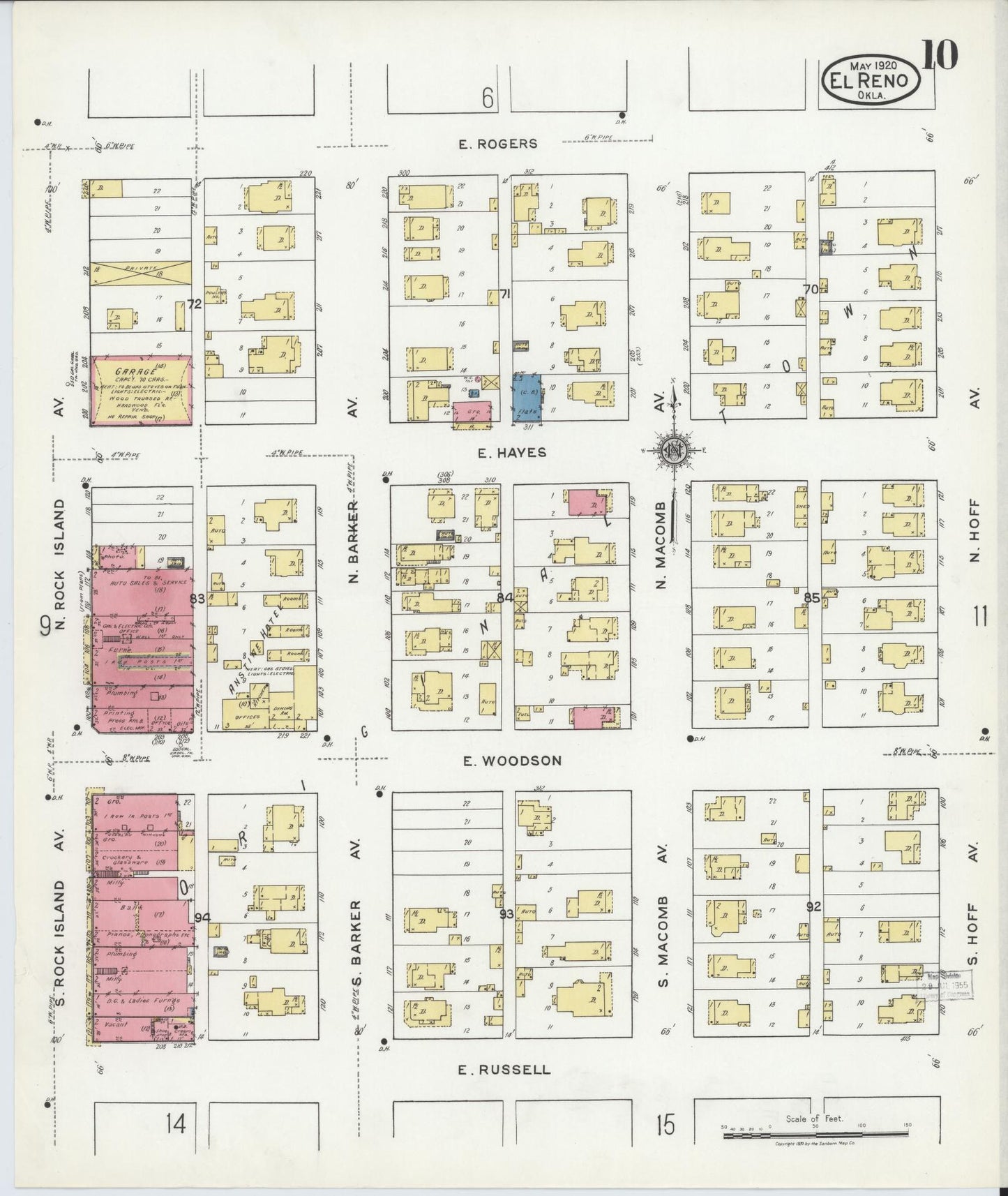 Sanborn Fire Insurance Map from El Reno, Canadian County, Oklahoma (1920), Sheet #0010 - Complete Map Set gallery image, historic Sanborn map, vintage wall art, Oklahoma Oklahoma