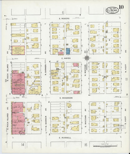 Sanborn Fire Insurance Map from El Reno, Canadian County, Oklahoma (1920), Sheet #0010 - Complete Map Set gallery image, historic Sanborn map, vintage wall art, Oklahoma Oklahoma