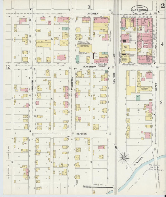 Sanborn Fire Insurance Map from Latrobe, Westmoreland County, Pennsylvania (1897), Sheet #0002 - Historic Sanborn Fire Insurance Map Print, vintage old map wall art, antique decor, genealogy gift, Pennsylvania Pennsylvania map