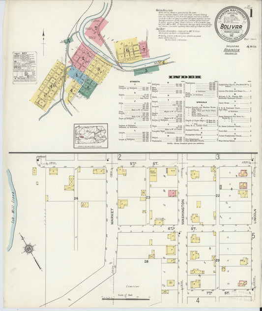 Sanborn Fire Insurance Map from Bolivar, Westmoreland County, Pennsylvania (1915), Sheet #0001 - Complete Map Set gallery image, historic Sanborn map, vintage wall art, Pennsylvania Pennsylvania