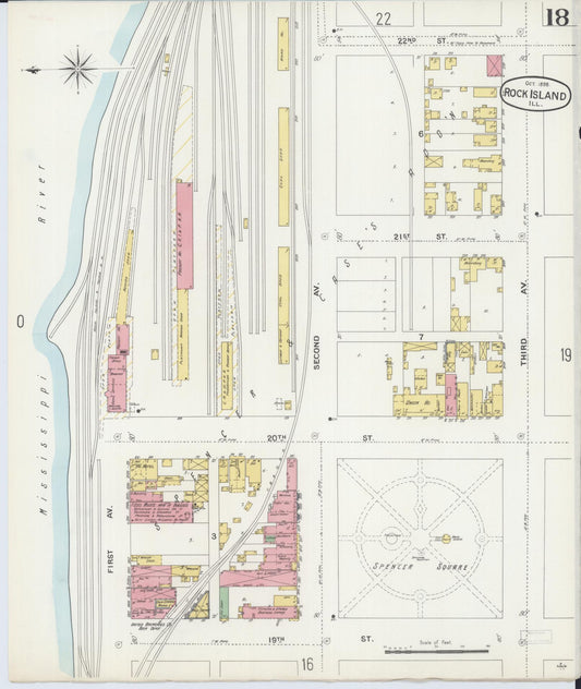 Sanborn Fire Insurance Map from Rock Island, Rock Island County, Illinois (1898), Sheet #0018 - Historic Sanborn Fire Insurance Map Print, vintage old map wall art, antique decor, genealogy gift, Illinois Illinois map