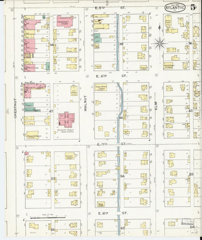 Sanborn Fire Insurance Map from Atlantic, Cass County, Iowa (1893), Sheet #0005 - Historic Sanborn Fire Insurance Map Print, vintage old map wall art