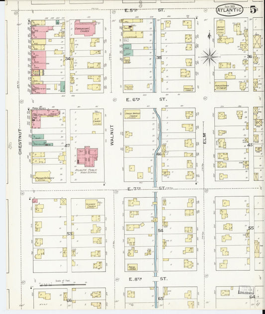 Sanborn Fire Insurance Map from Atlantic, Cass County, Iowa (1893), Sheet #0005 - Historic Sanborn Fire Insurance Map Print, vintage old map wall art