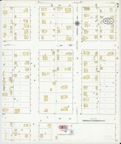 Sanborn Fire Insurance Map from Wells, Faribault County, Minnesota (1909), Sheet #0007 - Complete Map Set gallery image, historic Sanborn map, vintage wall art, Minnesota Minnesota