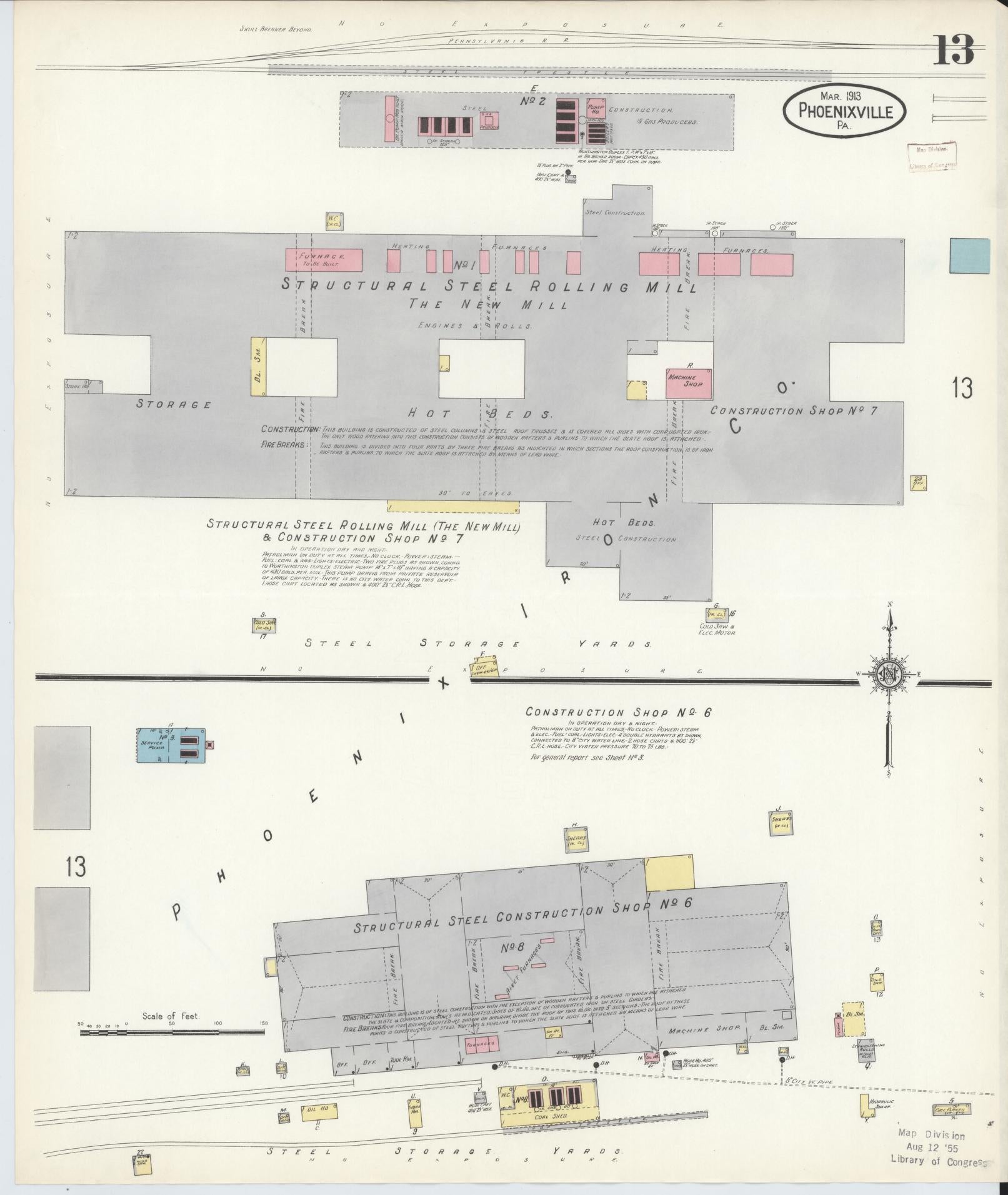 Sanborn Fire Insurance Map from Phoenixville, Chester County, Pennsylvania (1913), Sheet #0013 - Complete Map Set gallery image, historic Sanborn map, vintage wall art, Pennsylvania Pennsylvania