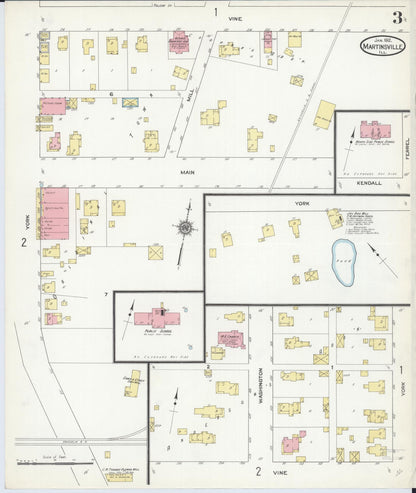 Sanborn Fire Insurance Map from Martinsville, Clark County, Illinois (1912), Sheet #0003 - Complete Map Set gallery image, historic Sanborn map, vintage wall art, Illinois Illinois