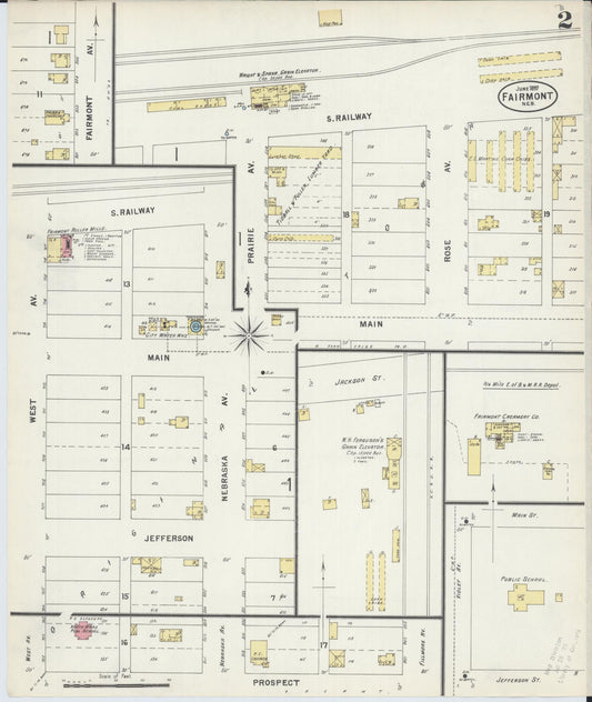 Sanborn Fire Insurance Map from Fairmont, Fillmore County, Nebraska (1897), Sheet #0002 - Historic Sanborn Fire Insurance Map Print, vintage old map wall art, antique decor, genealogy gift, Nebraska Nebraska map