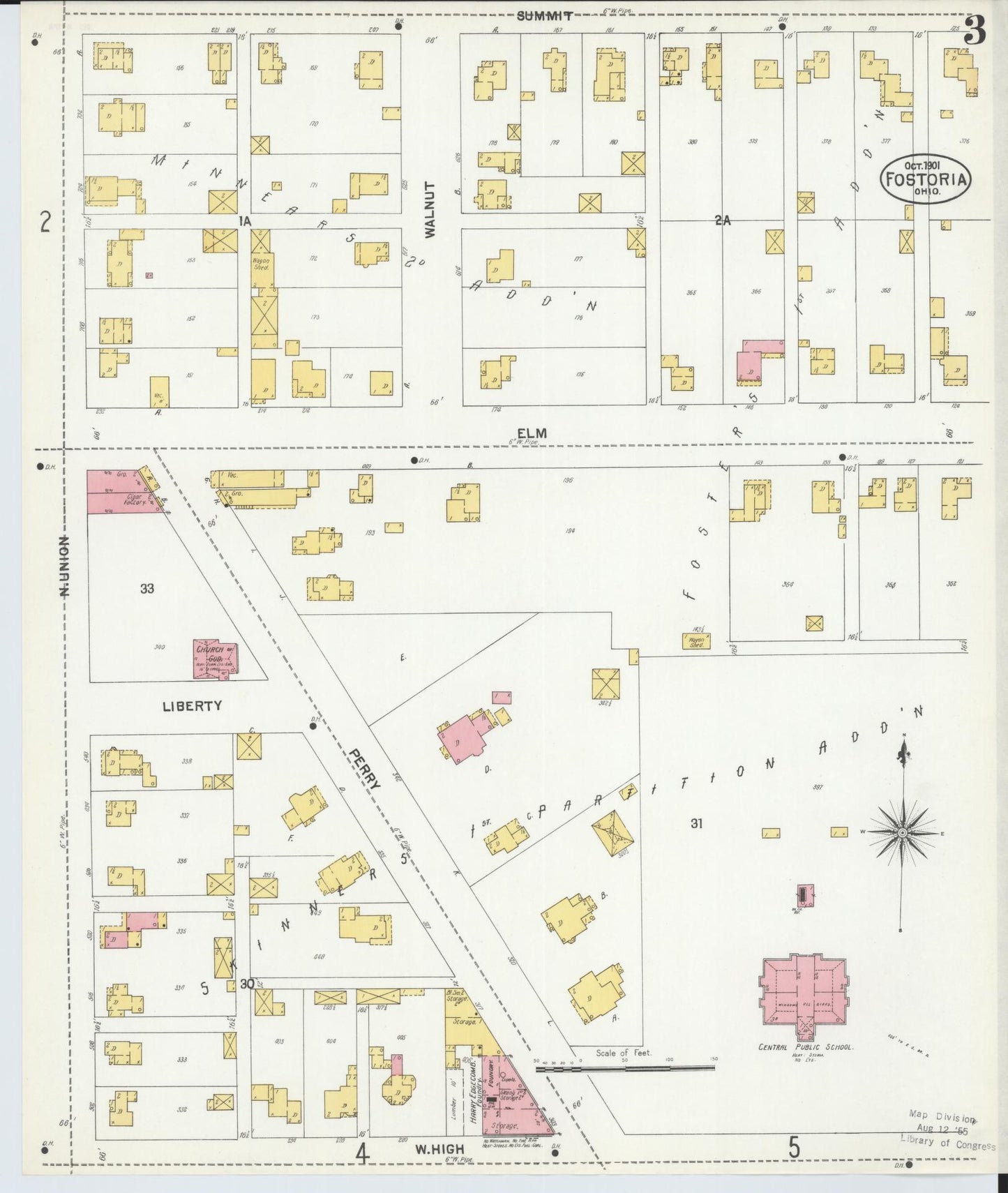 Sanborn Fire Insurance Map from Fostoria, Seneca, Hancock, And Wood Counties, Ohio (1901), Sheet #0003 - Historic Sanborn Fire Insurance Map Print, vintage old map wall art, antique decor, genealogy gift, Ohio Ohio map