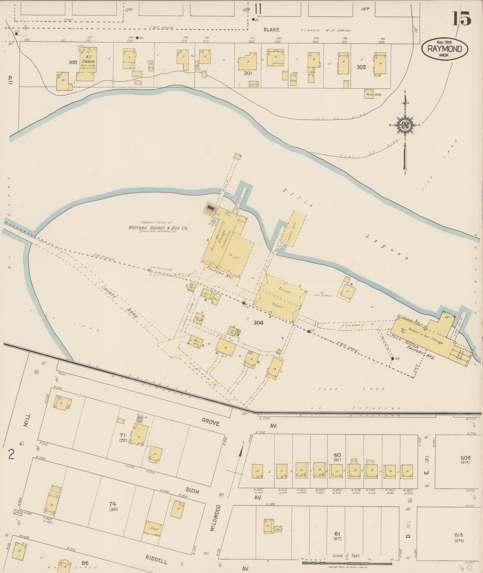 Sanborn Fire Insurance Map from Raymond, Pacific County, Washington (1919), Sheet #0015 - Complete Map Set gallery image, historic Sanborn map, vintage wall art, Washington Washington
