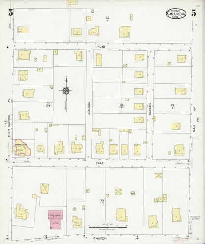 Sanborn Fire Insurance Map from Columbia, Marion County, Mississippi (1925), Sheet #0005 - Complete Map Set gallery image, historic Sanborn map, vintage wall art, Mississippi Mississippi
