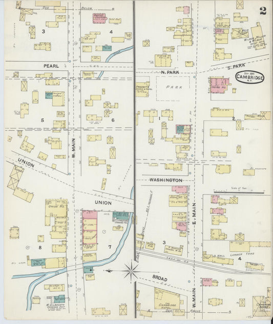 Sanborn Fire Insurance Map from Cambridge, Washington County, New York (1891), Sheet #0002 - Historic Sanborn Fire Insurance Map Print, vintage old map wall art, antique decor, genealogy gift, New York New York map