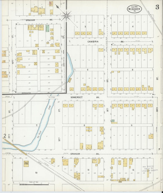 Sanborn Fire Insurance Map from Windber, Somerset County, Pennsylvania (1899), Sheet #0003 - Historic Sanborn Fire Insurance Map Print, vintage old map wall art, antique decor, genealogy gift, Pennsylvania Pennsylvania map