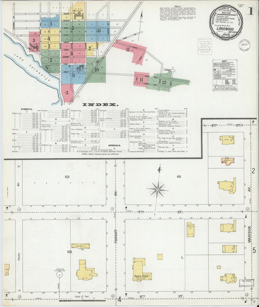 Sanborn Fire Insurance Map from Lakewood, Ocean County, New Jersey (1901), Sheet #0001 - Complete Map Set gallery image, historic Sanborn map, vintage wall art, New Jersey New Jersey