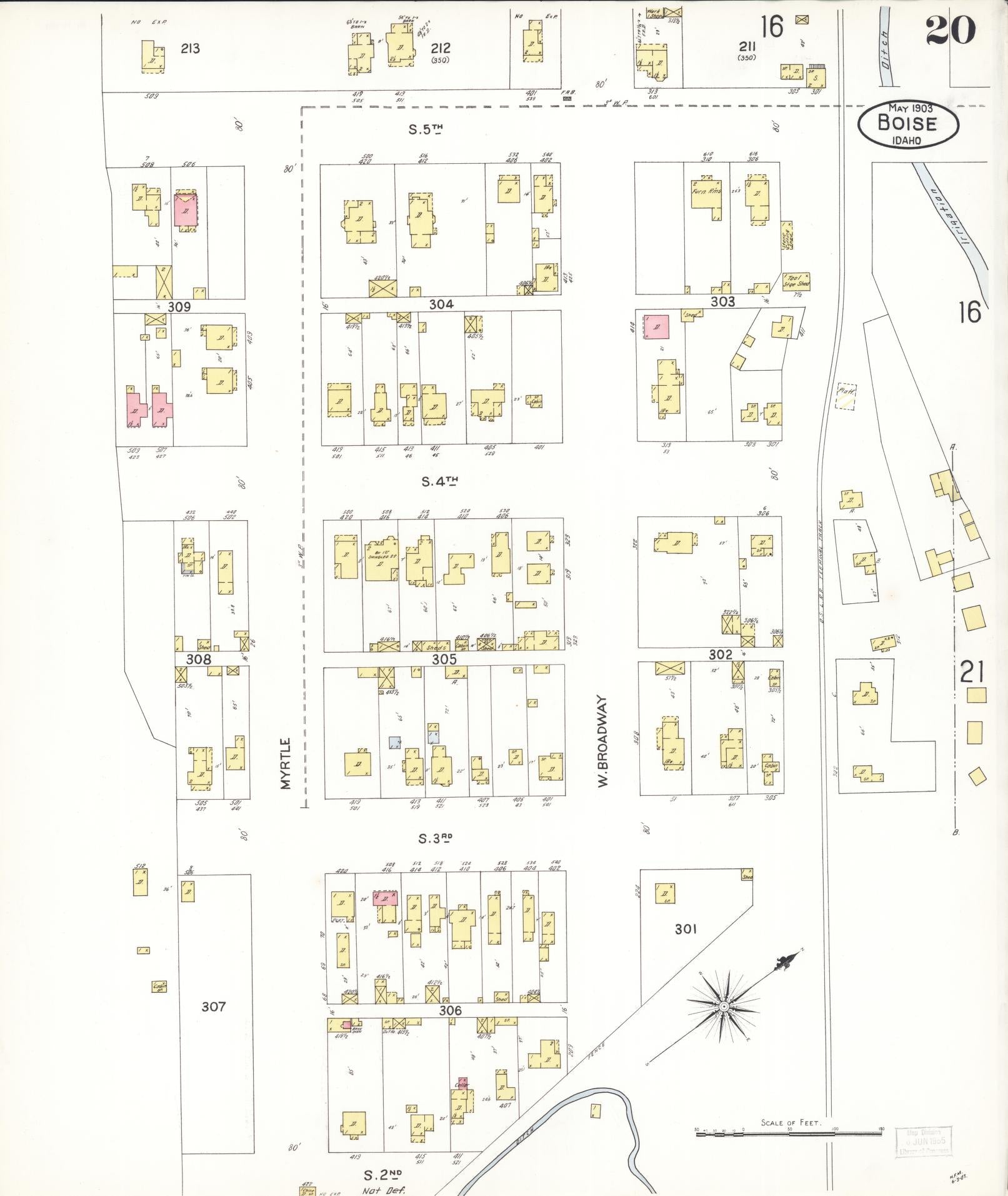 Sanborn Fire Insurance Map from Boise, Ada County, Idaho (1903), Sheet #0020 - Historic Sanborn Fire Insurance Map Print, vintage old map wall art, antique decor, genealogy gift, Idaho Idaho map