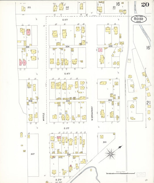 Sanborn Fire Insurance Map from Boise, Ada County, Idaho (1903), Sheet #0020 - Historic Sanborn Fire Insurance Map Print, vintage old map wall art, antique decor, genealogy gift, Idaho Idaho map
