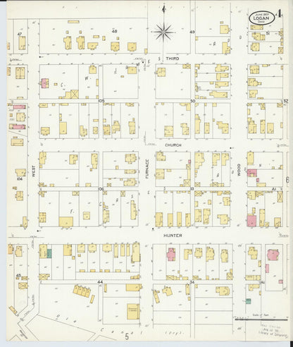 Sanborn Fire Insurance Map from Logan, Hocking County, Ohio (1907), Sheet #0004 - Historic Sanborn Fire Insurance Map Print, vintage old map wall art, antique decor, genealogy gift, Ohio Ohio map