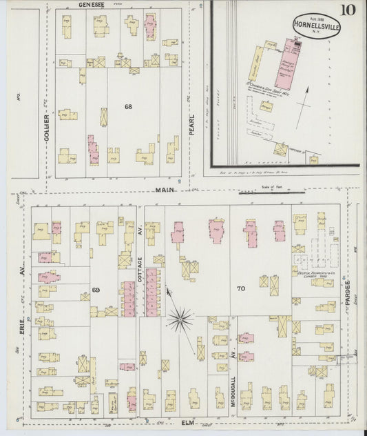Sanborn Fire Insurance Map from Hornell, Steuben County, New York (1888), Sheet #0010 - Historic Sanborn Fire Insurance Map Print, vintage old map wall art, antique decor, genealogy gift, New York New York map