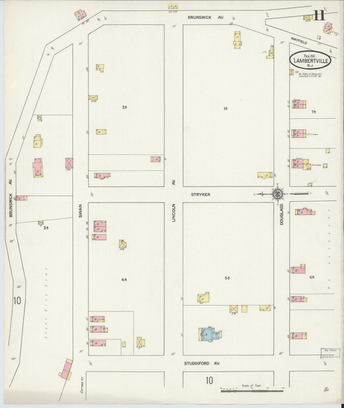 Sanborn Fire Insurance Map from Lambertville, Hunterdon County, New Jersey (1912), Sheet #0011 - Complete Map Set gallery image, historic Sanborn map, vintage wall art, New Jersey New Jersey