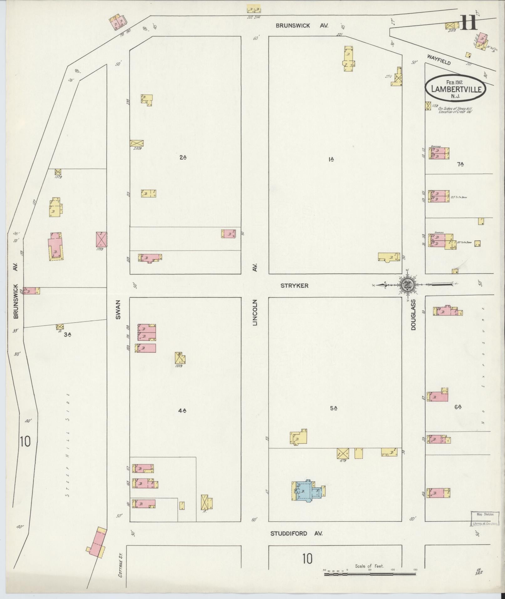 Sanborn Fire Insurance Map from Lambertville, Hunterdon County, New Jersey (1912), Sheet #0011 - Complete Map Set gallery image, historic Sanborn map, vintage wall art, New Jersey New Jersey