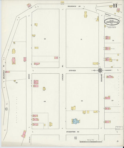 Sanborn Fire Insurance Map from Lambertville, Hunterdon County, New Jersey (1912), Sheet #0011 - Complete Map Set gallery image, historic Sanborn map, vintage wall art, New Jersey New Jersey
