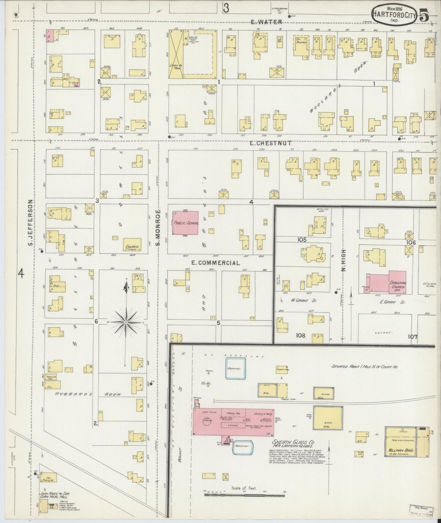 Sanborn Fire Insurance Map from Hartford City, Blackford County, Indiana (1896), Sheet #0005 - Complete Map Set gallery image, historic Sanborn map, vintage wall art, Indiana Indiana