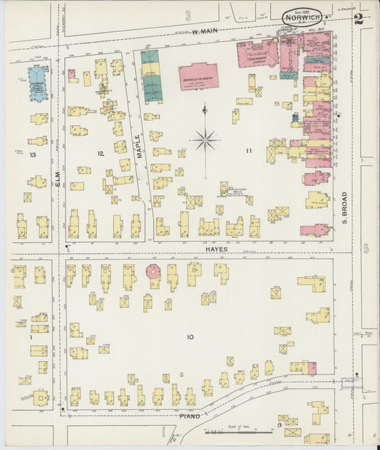Sanborn Fire Insurance Map from Norwich, Chenango County, New York (1892), Sheet #0002 - Historic Sanborn Fire Insurance Map Print, vintage old map wall art, antique decor, genealogy gift, New York New York map