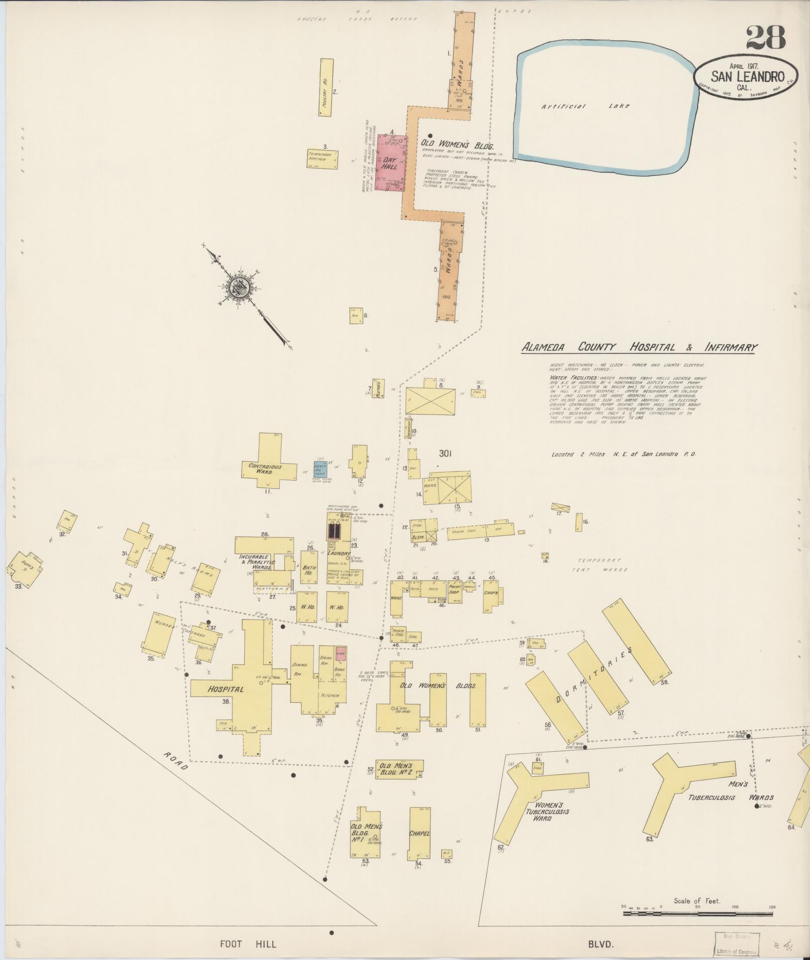 Sanborn Fire Insurance Map from San Leandro, Alameda County, California (1917), Sheet #0028 - Complete Map Set gallery image, historic Sanborn map, vintage wall art, California California