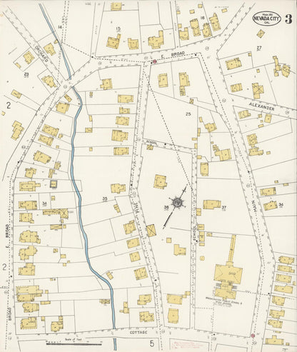 Sanborn Fire Insurance Map from Nevada City, Nevada County, California (1912), Sheet #0003 - Complete Map Set gallery image, historic Sanborn map, vintage wall art, California California