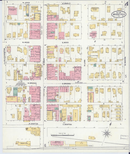 Sanborn Fire Insurance Map from Brookfield, Linn County, Missouri (1905), Sheet #0004 - Complete Map Set gallery image, historic Sanborn map, vintage wall art, Missouri Missouri