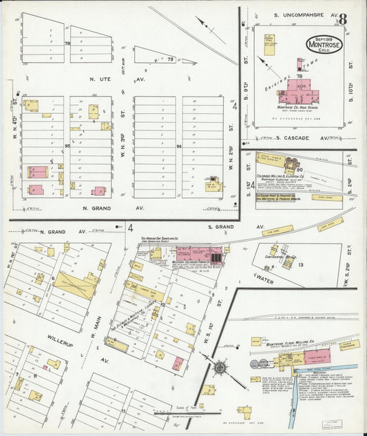 Sanborn Fire Insurance Map from Montrose, Montrose County, Colorado (1919), Sheet #0008 - Historic Sanborn Fire Insurance Map Print, vintage old map wall art, antique decor, genealogy gift, Colorado Colorado map