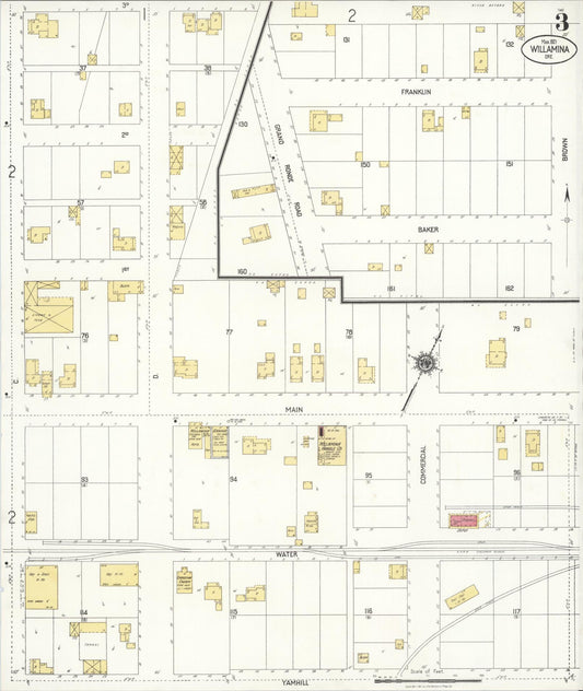 Sanborn Fire Insurance Map from Willamina, Yamhill County, Oregon (1921), Sheet #0003 - Historic Sanborn Fire Insurance Map Print, vintage old map wall art, antique decor, genealogy gift, Oregon Oregon map