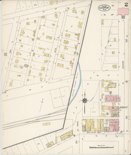 Sanborn Fire Insurance Map from Casper, Natrona County, Wyoming (1912), Sheet #0002 - Historic Sanborn Fire Insurance Map Print, vintage old map wall art, antique decor, genealogy gift, Wyoming Wyoming map