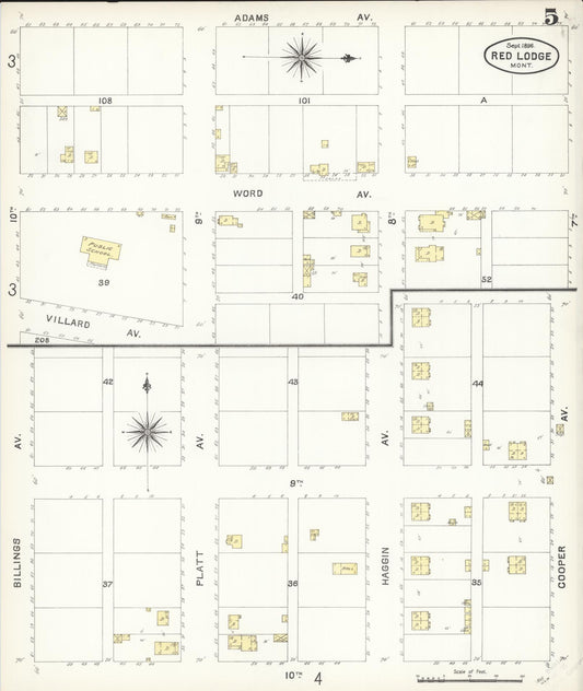 Sanborn Fire Insurance Map from Red Lodge, Carbon County, Montana (1896), Sheet #0005 - Historic Sanborn Fire Insurance Map Print, vintage old map wall art, antique decor, genealogy gift, Montana Montana map