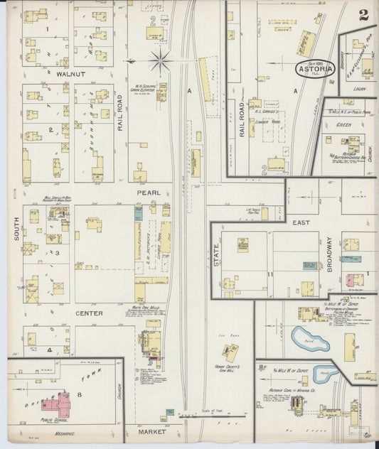 Sanborn Fire Insurance Map from Astoria, Fulton County, Illinois (1893), Sheet #0002 - Historic Sanborn Fire Insurance Map Print, vintage old map wall art, antique decor, genealogy gift, Illinois Illinois map