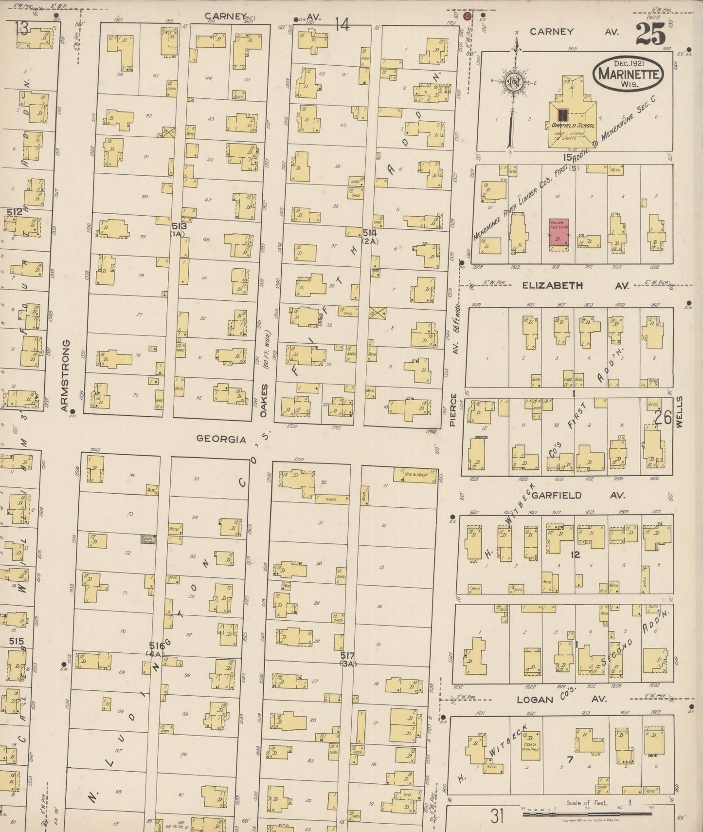 Sanborn Fire Insurance Map from Marinette, Marinette County, Wisconsin (1921), Sheet #0025 - Complete Map Set gallery image, historic Sanborn map, vintage wall art, Wisconsin Wisconsin