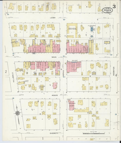 Sanborn Fire Insurance Map from Homer, Calhoun County, Michigan (1913), Sheet #0003 - Complete Map Set gallery image, historic Sanborn map, vintage wall art, Michigan Michigan