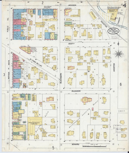 Sanborn Fire Insurance Map from Ripon, Fond du Lac County, Wisconsin (1904), Sheet #0004 - Complete Map Set gallery image, historic Sanborn map, vintage wall art, Wisconsin Wisconsin