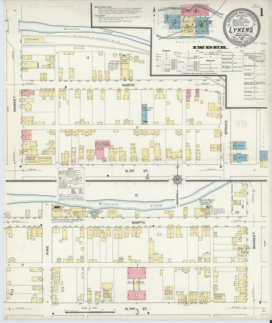 Sanborn Fire Insurance Map from Lykens, Dauphin County, Pennsylvania (1911), Sheet #0001 - Historic Sanborn Fire Insurance Map Print, vintage old map wall art, antique decor, genealogy gift, Pennsylvania Pennsylvania map