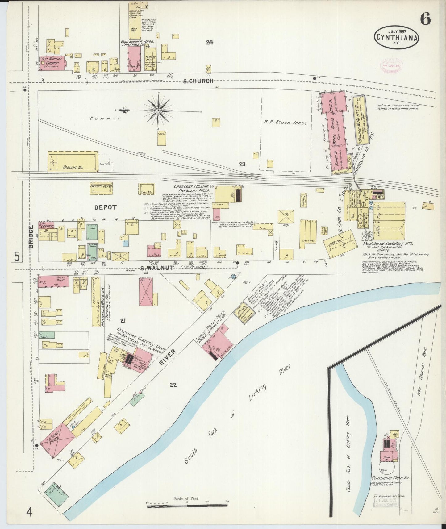 Sanborn Fire Insurance Map from Cynthiana, Harrison County, Kentucky (1897), Sheet #0006 - Complete Map Set gallery image, historic Sanborn map, vintage wall art, Kentucky Kentucky